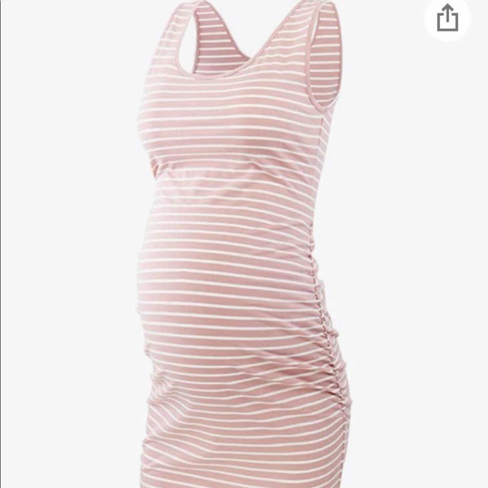 Pink and white Maternity midi dress